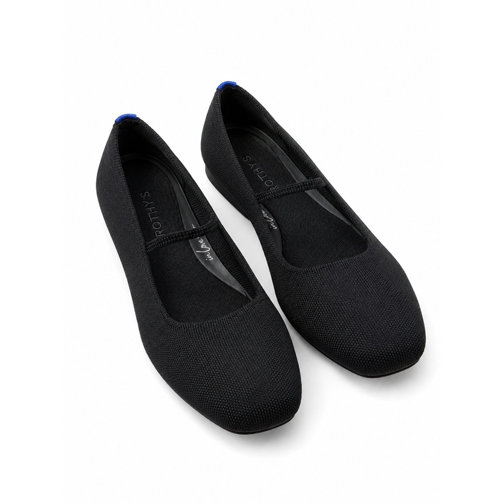 Rothy's The Square Mary Jane Flats Black Knit Women's 10.5 Washable Shoes